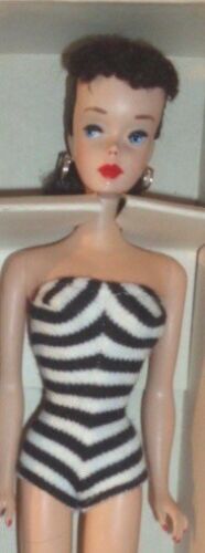 Vintage Mattel Barbie #3 Brunette Ponytail Doll in Original Box 1959 Brown Hair