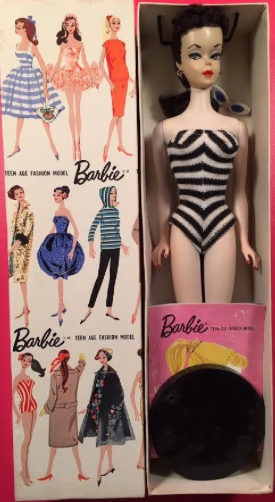 Mattel #2 Barbie Brunette Ponytail Doll in Original Vintage Box 1959 w Accessories
