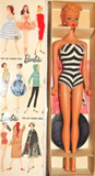 Vintage Mattel Barbie #4 Blonde Ponytail Doll in Box with Accessories