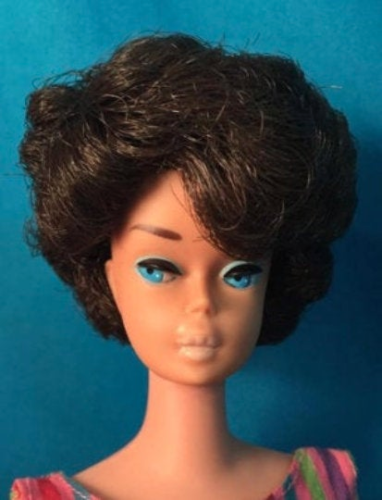 Vintage Bubble Cut Brunette Black Hair European Barbie Doll in Box Side Part